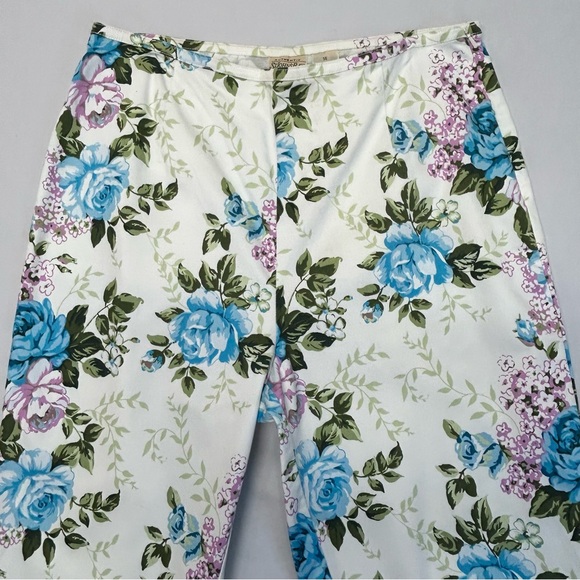 St. Johns Bay Floral Crop Pants Size 14 Cotton Stretch Straight Fairy Bloomcore - Picture 3 of 13